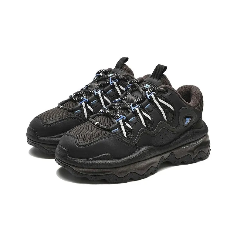 FILA Fusion Cushioned Wear Resistant Breathable Low Top Casual Shoes Men's Black Fleece Lined-1