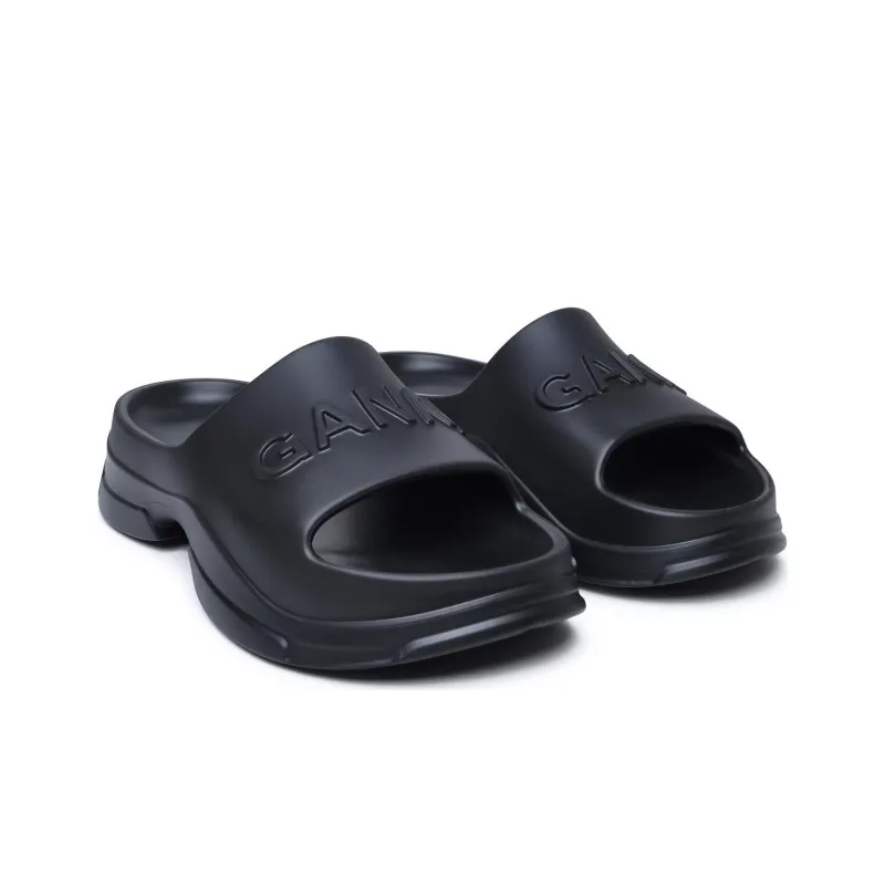 GANNI Logo-embossed Chunky Slides-2