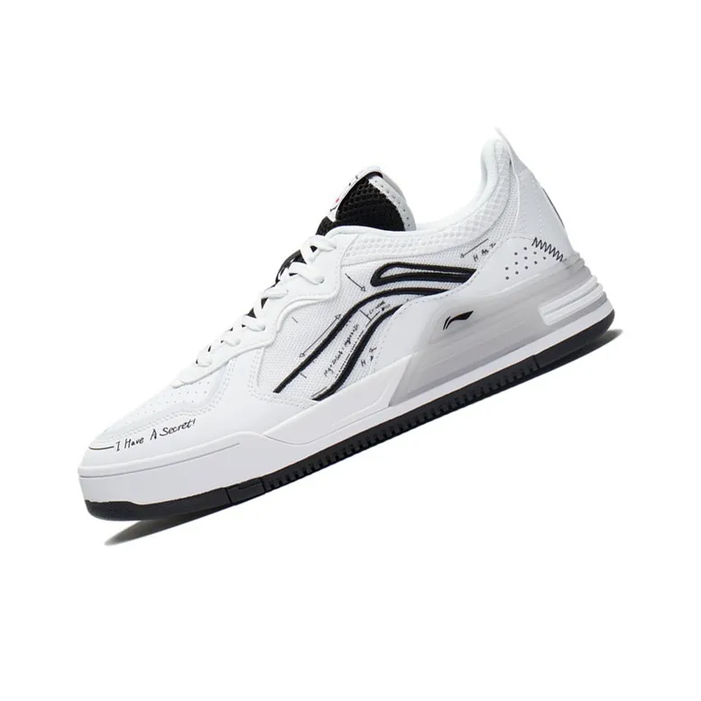 LiNing Wave V1 Anti Slip And Wear Resistant Lightweight Low Top Skateboard Shoes Men's White Black-1