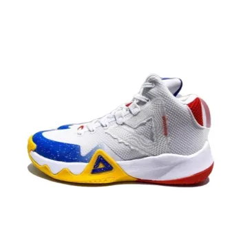 PEAK Anti Slip And Wear Resistant Breathable Mid Top Basketball Shoes Men's White Blue