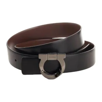 FERRAGAMO Leather Leather Belts Men's Black Width  3CM