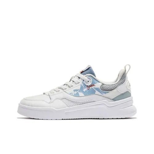 QIAODAN Skateboard Shoes Men Low-Top White/Rain Blue