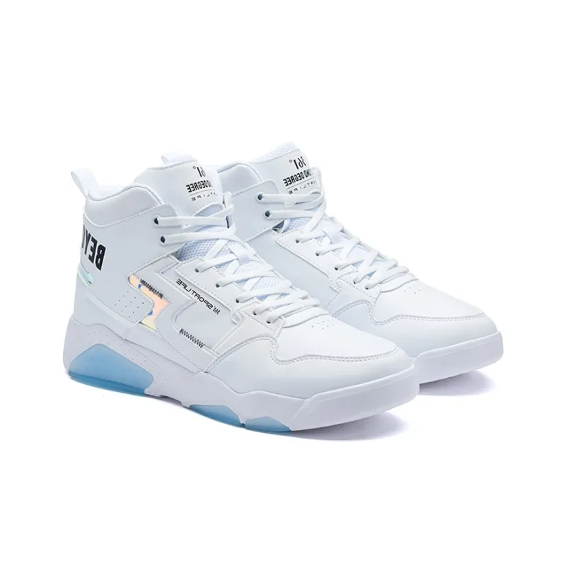 361° Coverage Thermal Slip Resistant High Top Winter Padded Skateboard Shoes White Blue-2