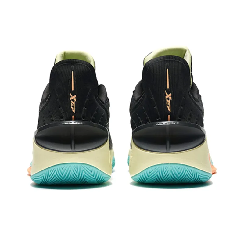 XTEP Light Feather 2nd Cushioning Abrasion Resistant Lightweight Low Top Basketball Shoes Men's Black Green-4