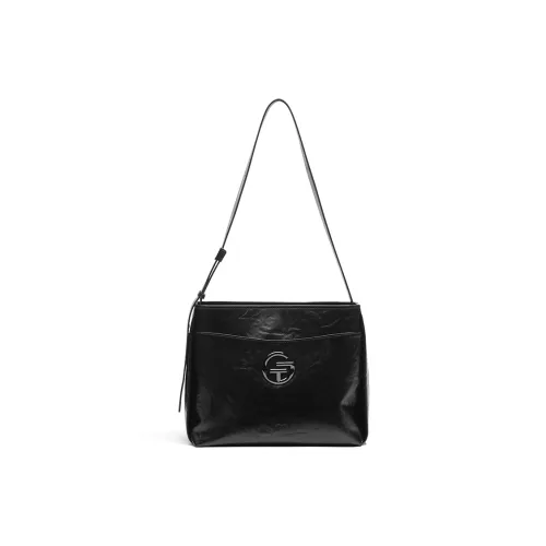 Tanita West Shoulder Bags Black Black - Hand-Stitched Grain Leather