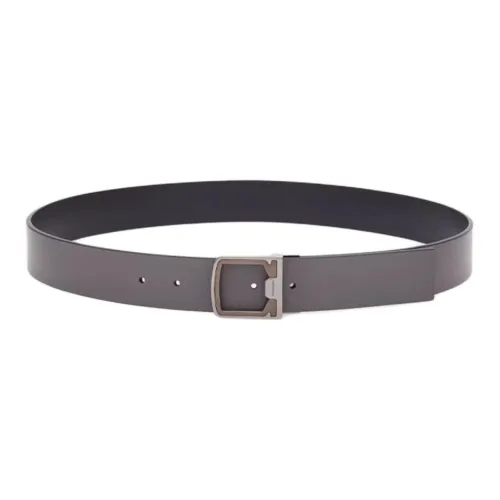 FERRAGAMO Letter Logo Smooth Buckle Men's Gray Width 3.5CM