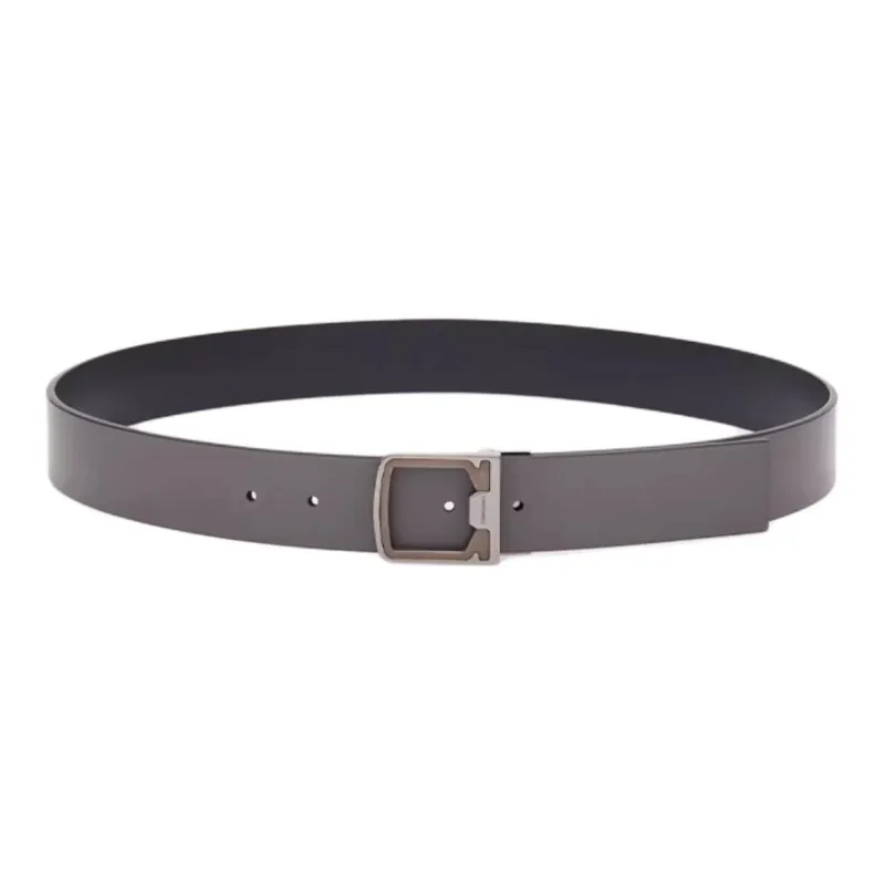 FERRAGAMO Letter Logo Smooth Buckle Men's Gray Width 3.5CM-0