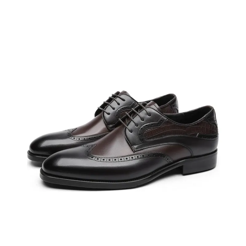 CROWN Dress Shoes Men Low Top Black/Brown-7