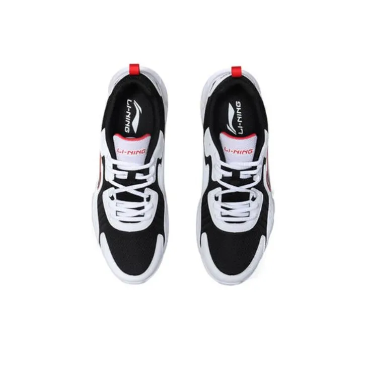 LiNing Slip Resistant Low Top Casual Running Shoes Men's White Black-3