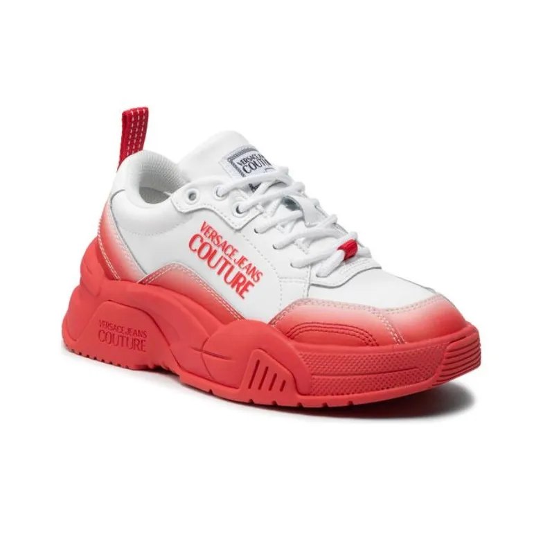 VERSACE JEANS Couture Anti Slip Wear Resistant Casual Shoes Women's White Red-2