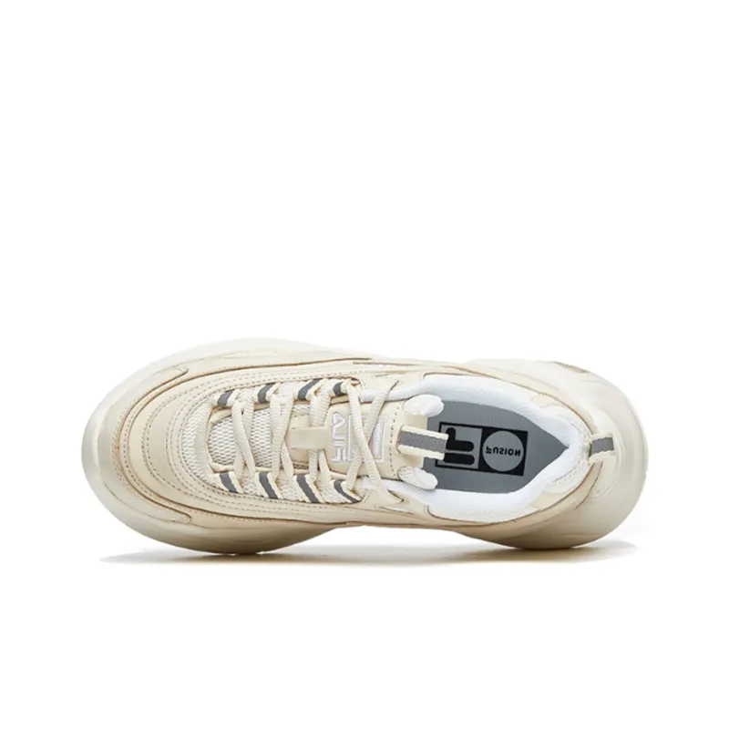 FILA FUSION Ray 1 Pose Ray Anti-Slip And Wear-Resistant Balance Height Increasing Low-Top Chunky Sneakers Women's Beige-1