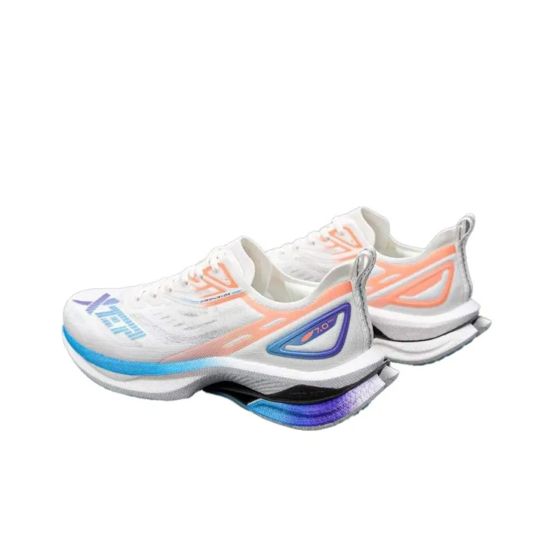 XTEP To Light 7.0 PRO Anti Slip And Wear Resistant Breathable Low Top Running Shoes Men's White Blue Pink-4