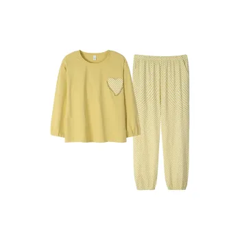 Sha Qian Pajama Set Spring And Fall Season Women's Lemon
