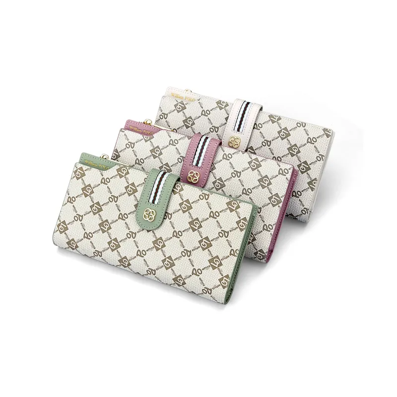 WilliamPOLO PVC Wallet Medium Size Women's Green/White/Dusty Pink-7