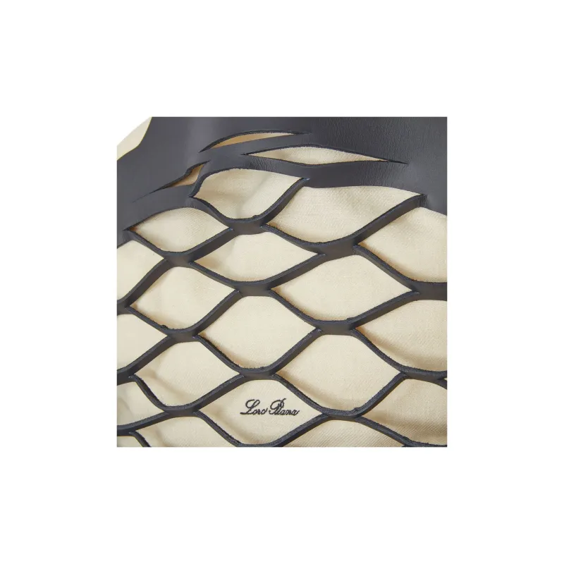 Loro Piana Sesia Smooth Leather Tote Bag Shopping Bag Handbag Women's Marine Blue & Beige-5