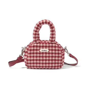 LIVEBOX EN DIRECT Fabric Fuzzy Shoulder Bag Crossbody Handbag Medium Size Women's Red