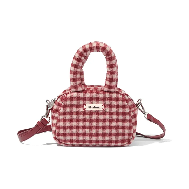 LIVEBOX EN DIRECT Fabric Fuzzy Shoulder Bag Crossbody Handbag Medium Size Women's Red-0