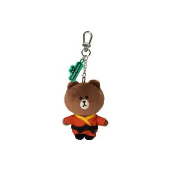 LINE FRIENDS Polyester Hanging Keychain Unisex Brown & Red