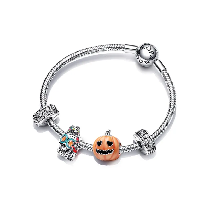 Pandora 925 Sterling Silver Silicone Synthetic Cubic Zirconia Bracelets Women's Silver-0