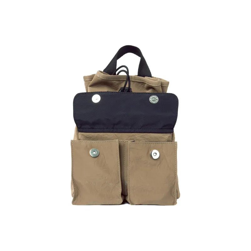Emis Polyurethane Backpack Mini Unisex Beige-2