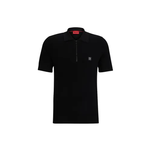 HUGO Logo-patch Zipped Polo Shirt