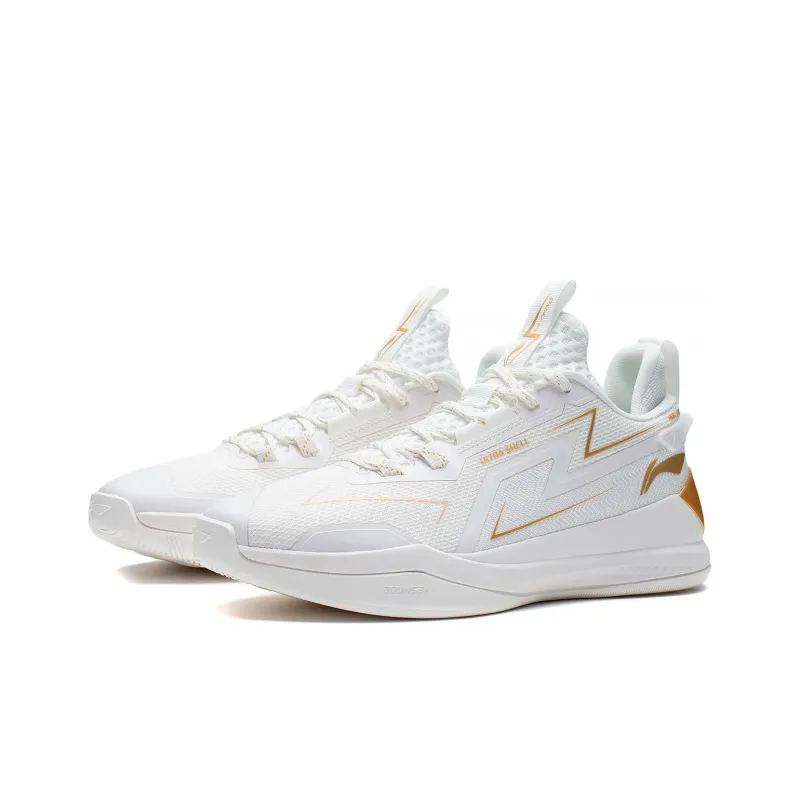 LiNing Flash 2.0 Cushioning Anti-Slip Wear-Resistant Coverage Support Rebound Low-Top Basketball Shoes Men's Mist White-2