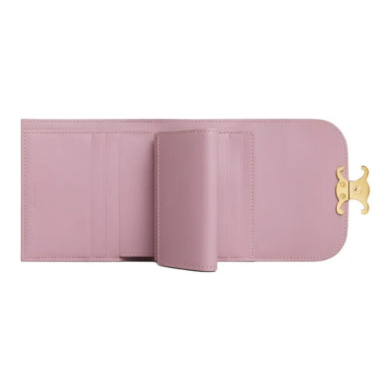 CELINE Triomphe Calfskin Wallet Small Size Women's Petal Pink-3