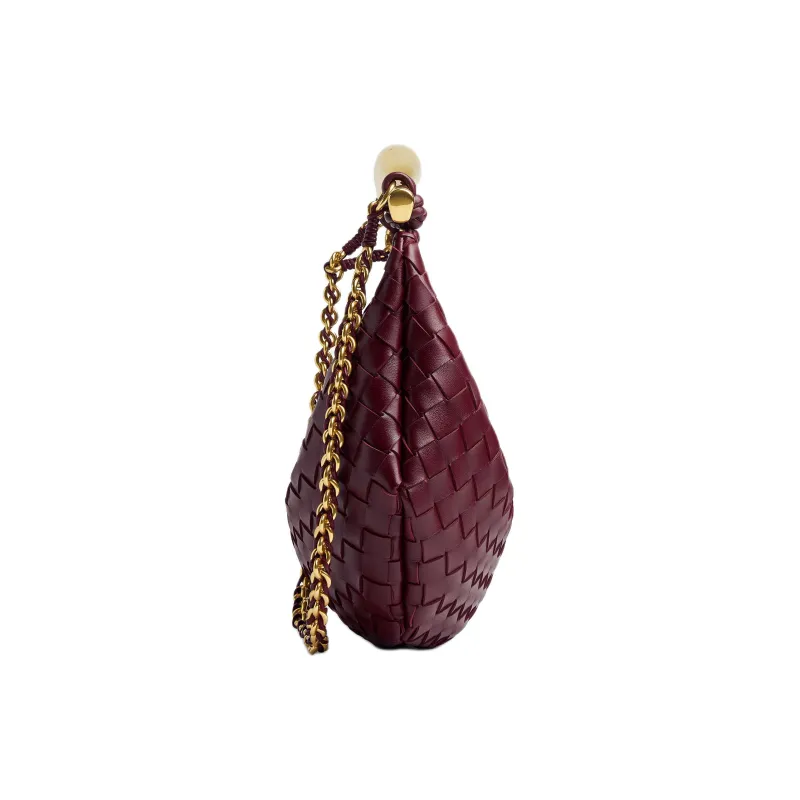 Bottega Veneta SARDINE Lambskin Tote Bag Shopping Bag Handbag Shoulder Bag Crossbody Bag Small Size Women's Barolo Red-1