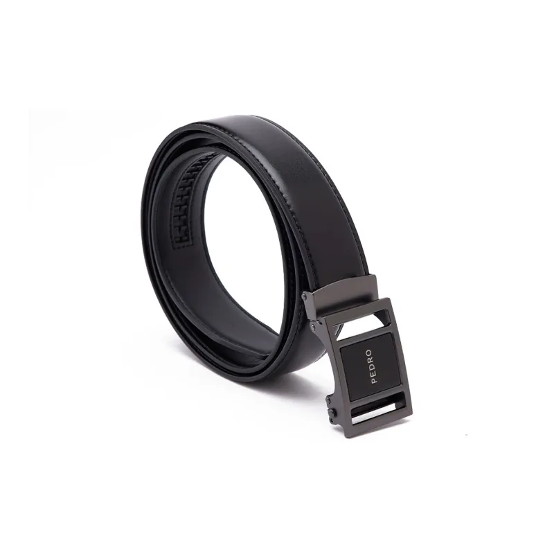 PEDRO Business Casual Automatic Buckle Cow Leather Leather Belts Men's Black Width  3.5cm-2