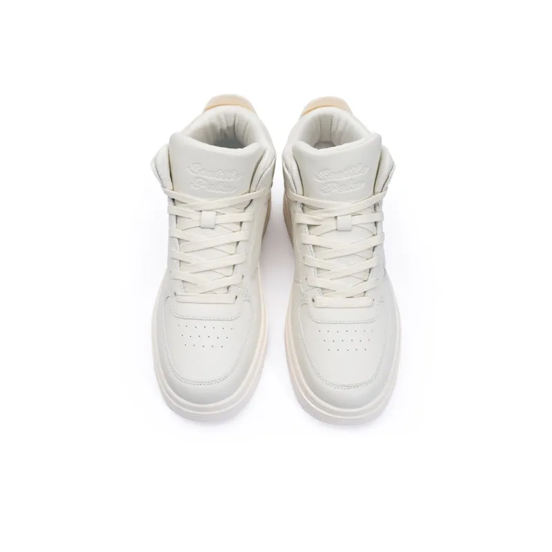 Seattle Palm Anti Slip Wear Resistant High Top Skateboard Shoes Men's White-4