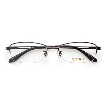 SEIKO Titanium Alloy Rectangular Eyeglass Frames Men's Dark Gray