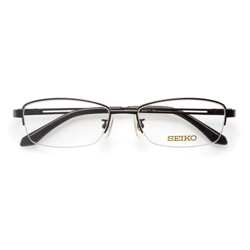 SEIKO Titanium Alloy Rectangular Eyeglass Frames Men's Dark Gray
