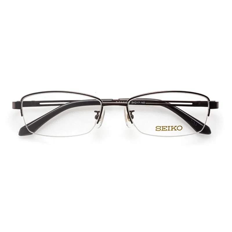 SEIKO Titanium Alloy Rectangular Eyeglass Frames Men's Dark Gray-0