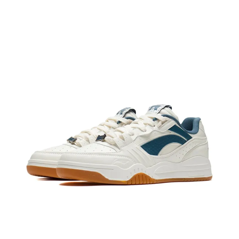 LINING Skateboard Shoes Men Low Top Mist White/Evergreen-2
