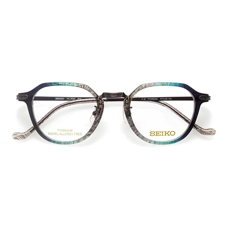 SEIKO Plate Frame Titanium Irregular Shape Eyeglass Frames Unisex Multicolor-3