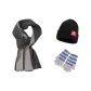 Gray Scarf+Gray-Blue Gloves+Hats & Caps