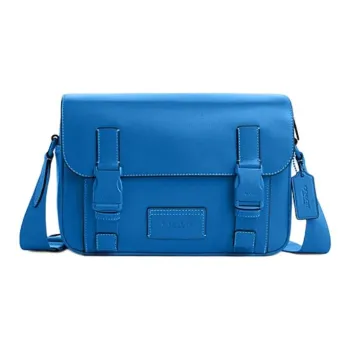 COACH Track Cow Leather Messenger Bag Shoulder Bag Crossbody Bag Large Size Men's Bright Blue