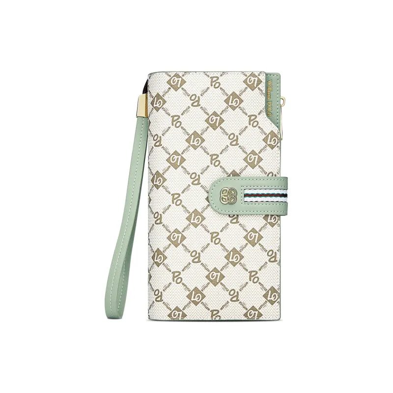 WilliamPOLO PVC Wallet Medium Size Women's Green/White/Dusty Pink-4