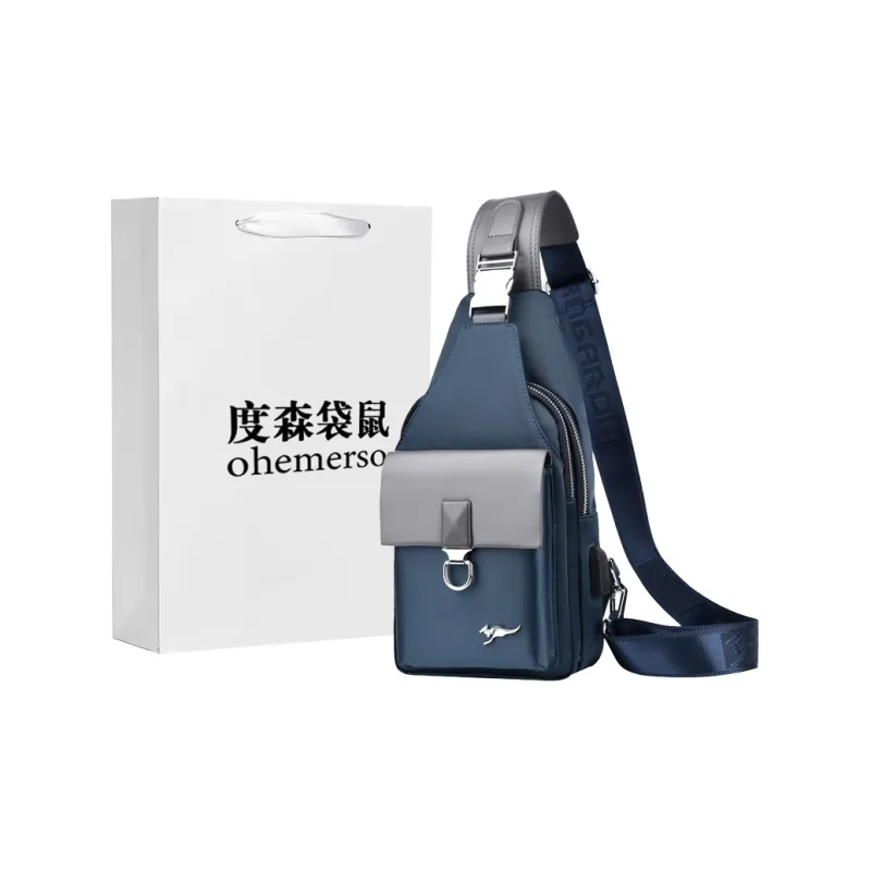 Dusen Kangaroo Oxford Sling Bag Regular Unisex Black/Silver Gray/Sapphire Blue/Camouflage Black-7