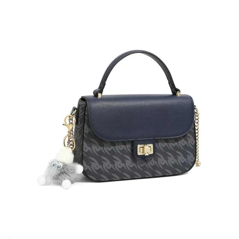 Teenmix PVC Handbag, Shoulder Bag, Crossbody Bag Medium Size Women's Dark Blue-11