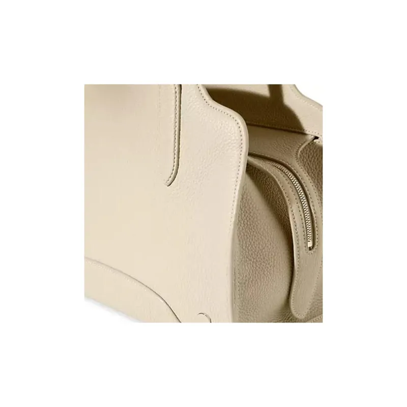 Loro Piana Sesia Leather Tote Bag Shopping Bag Shoulder Bag Crossbody Bag Handbag Medium Size Women's Beige-5