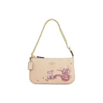 COACH Nolita Fabric With Cow Leather Handbag, Shoulder Bag Women's Light Khaki & Ivory White