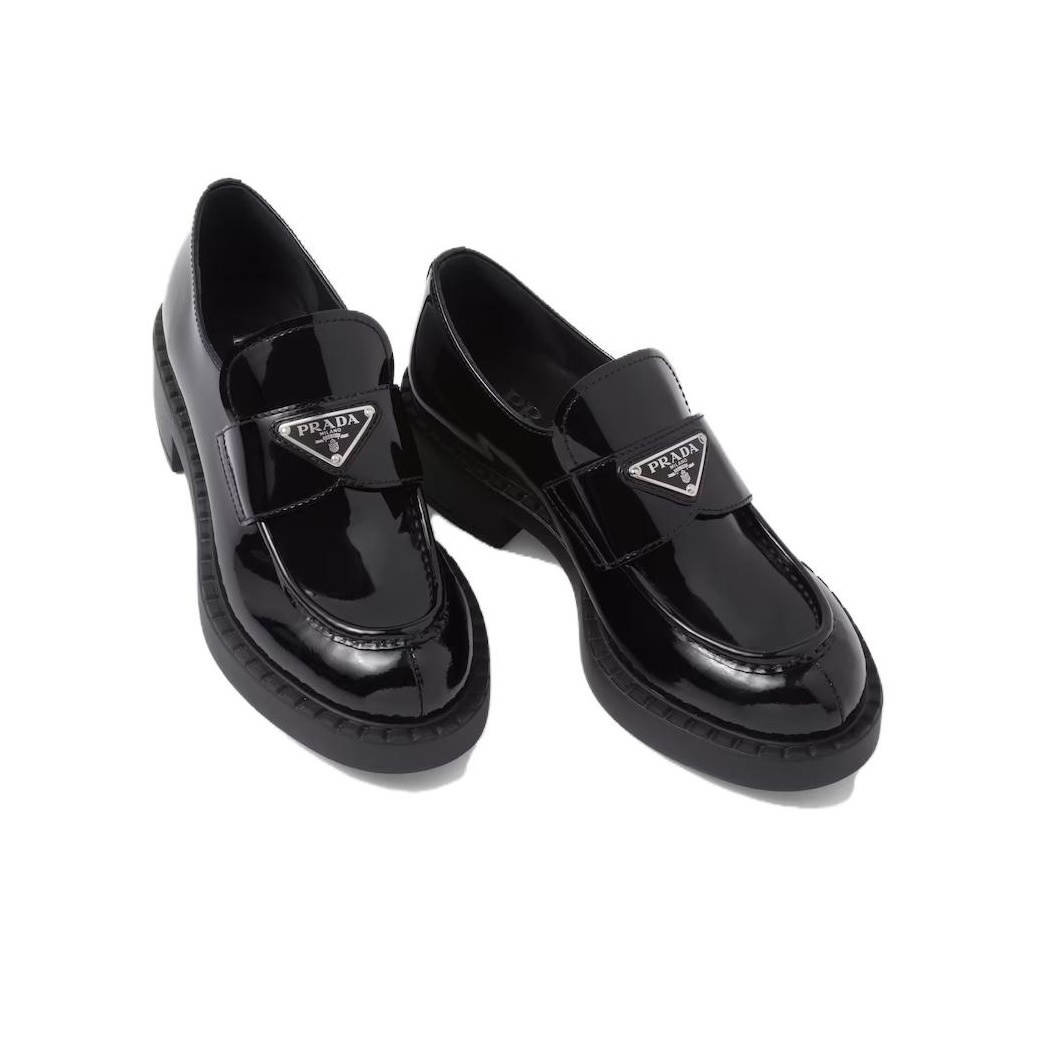 PRADA＊Chocolate patent leather loafers ローファー＊送料込 Prada Chocolate Patent Leather Loafers | Black | FARFETCH