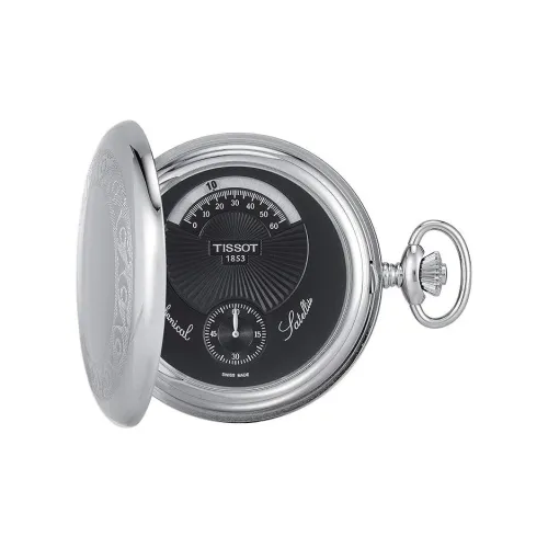 TISSOT Mechanical Movement-Manual Mechanical Movement Brass Pocket Watches 53mm Men's Watches Black Dial