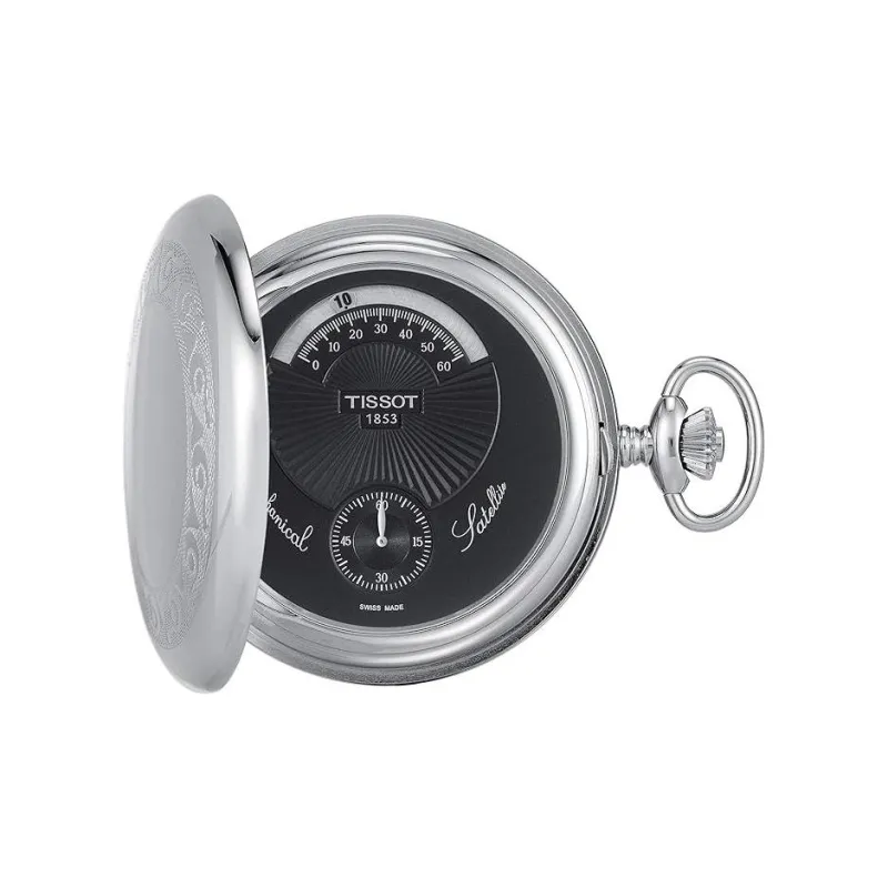 TISSOT Mechanical Movement-Manual Mechanical Movement Brass Pocket Watches 53mm Men's Watches Black Dial-0