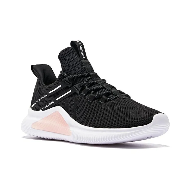 QIAODAN Anti Slip Wear Resistant Low Top Casual Running Shoes Women's Pink Black-3