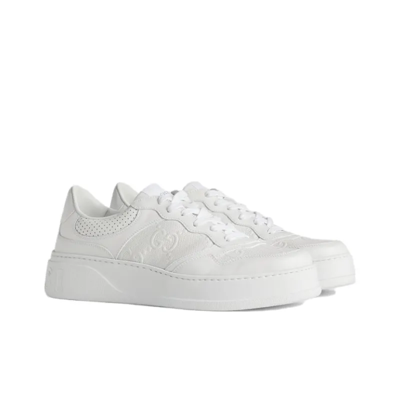 GUCCI Gg Embossed White Leather-2