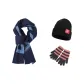 Blue Scarf+Dark Gray Pink Glove+Hats & Caps