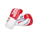 Pangu Boxing Gloves Red White (Wide Velcro Wrist Strap)