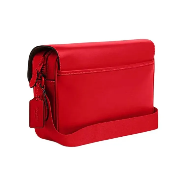 COACH Track Cow Leather Messenger Bag Shoulder Bag Crossbody Bag Large Size Men's Red-1